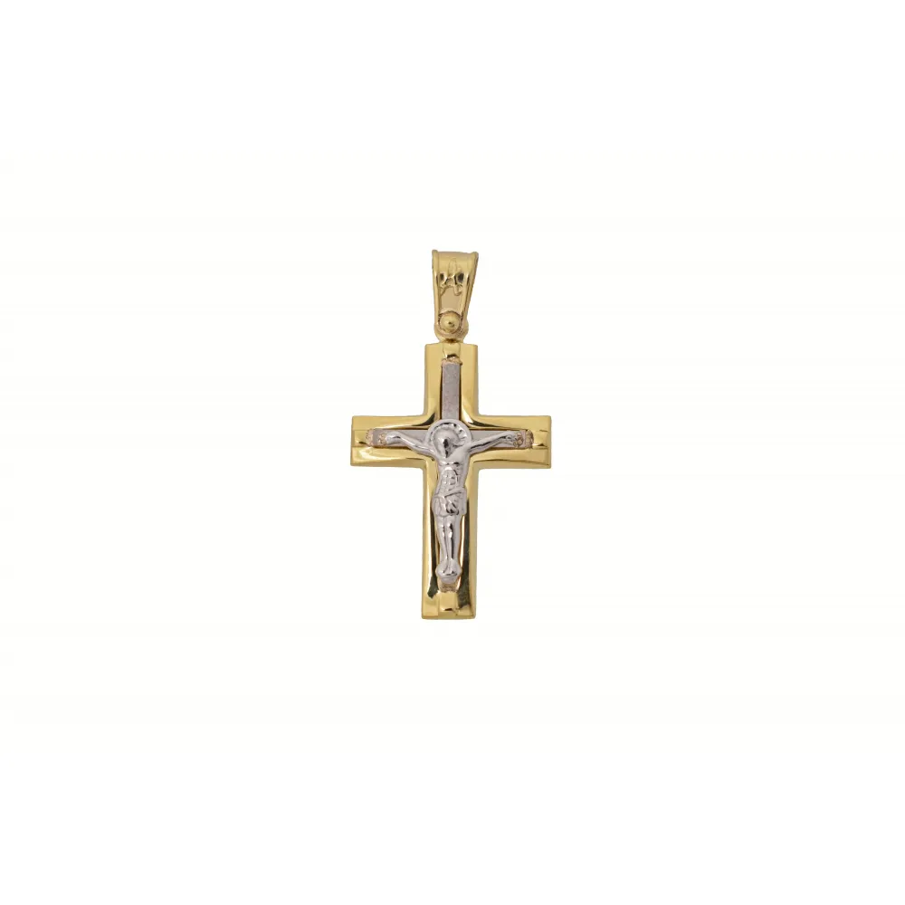 18Κ Χρυσός Δίχρωμος Σταυρός ST152AD