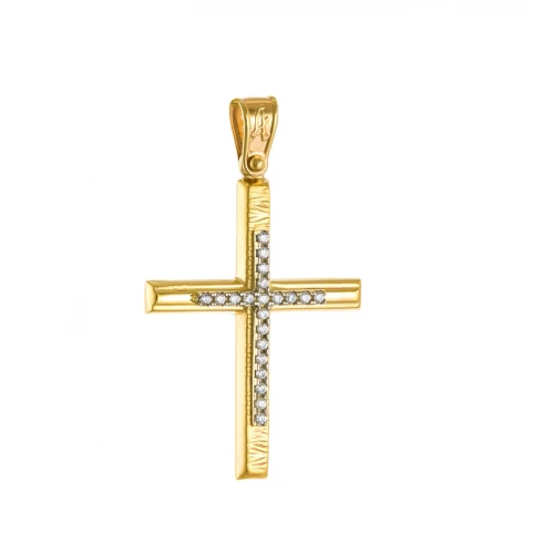 14Κ Χρυσός Σταυρός με Ζιργκόν ST158AR