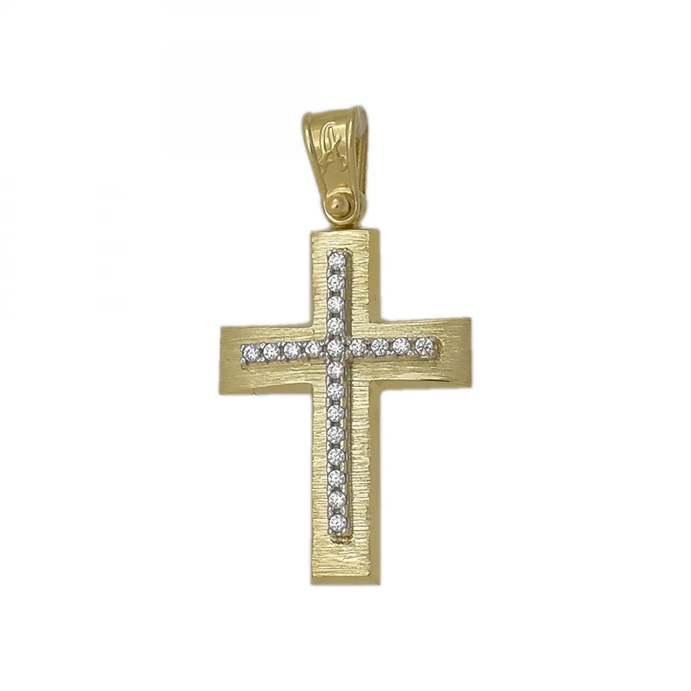 14K Χρυσός Σταυρός Με Ζιργκόν ST159KG