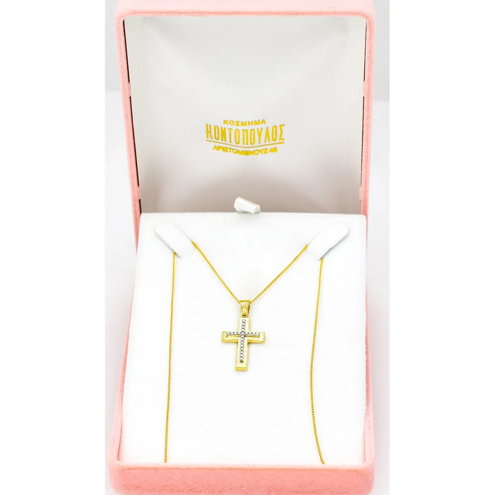 14K Χρυσός Σταυρός Με Ζιργκόν ST159KG