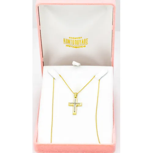 14K Χρυσός Σταυρός Με Ζιργκόν ST159KG