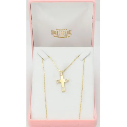 14K Χρυσός Σταυρός με Ζιργκόν ST162KK