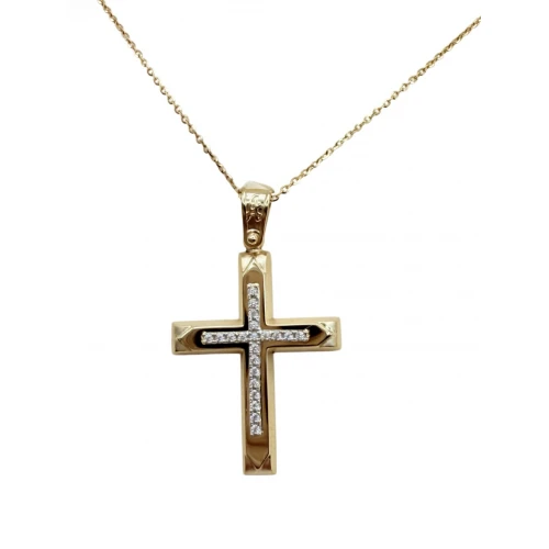 9Κ Χρυσός Σταυρός με Ζιργκόν ST163ANR