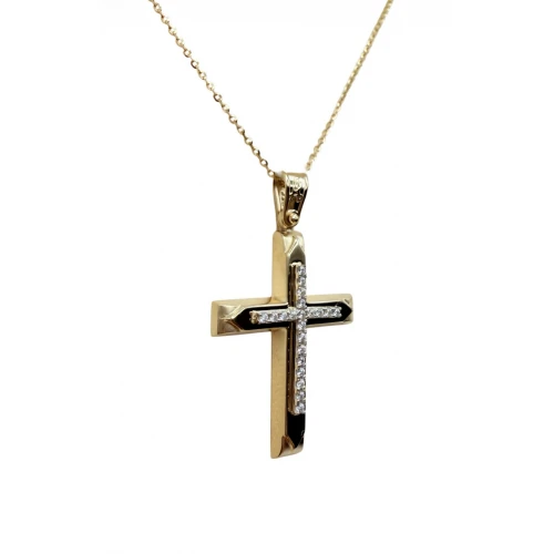 9Κ Χρυσός Σταυρός με Ζιργκόν ST163ANR