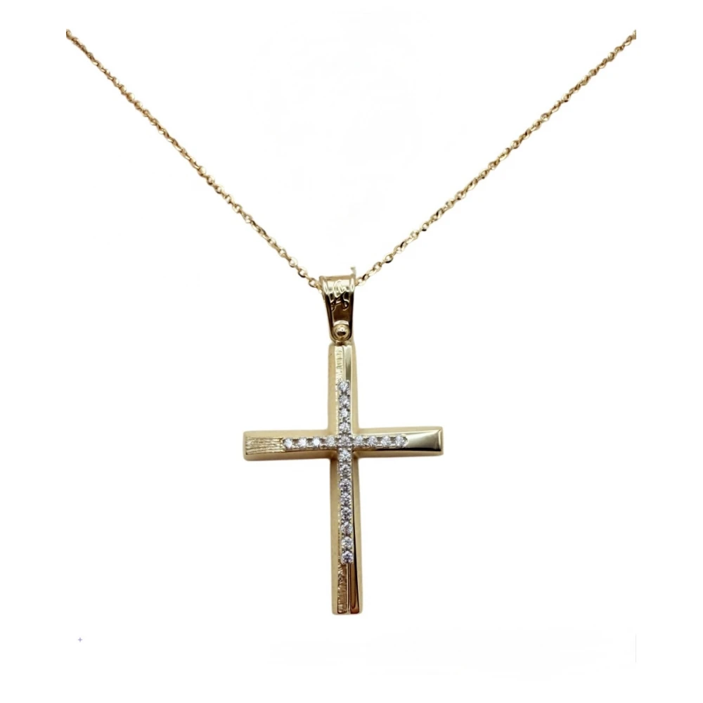 9Κ Χρυσός Σταυρός με Ζιργκόν ST165ANR