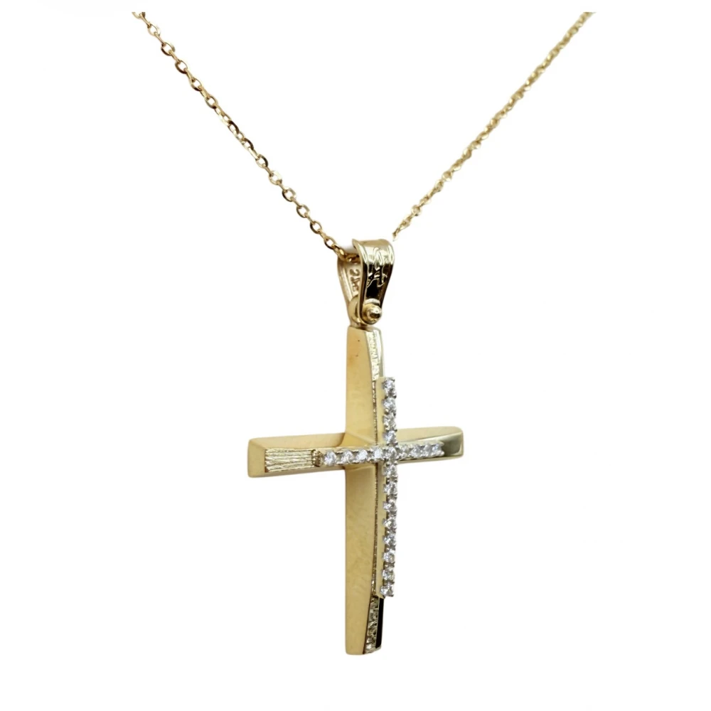 9Κ Χρυσός Σταυρός με Ζιργκόν ST165ANR