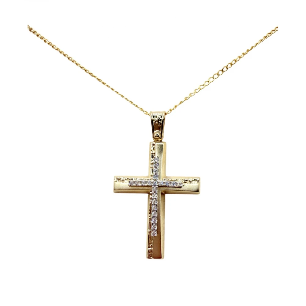 9Κ Χρυσός Σταυρός με Ζιργκόν ST183AN