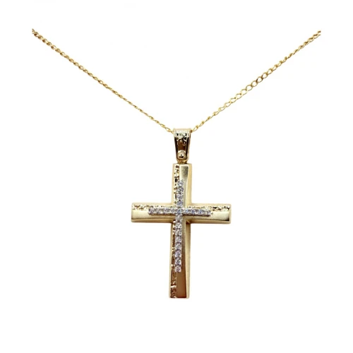 9Κ Χρυσός Σταυρός με Ζιργκόν ST183AN