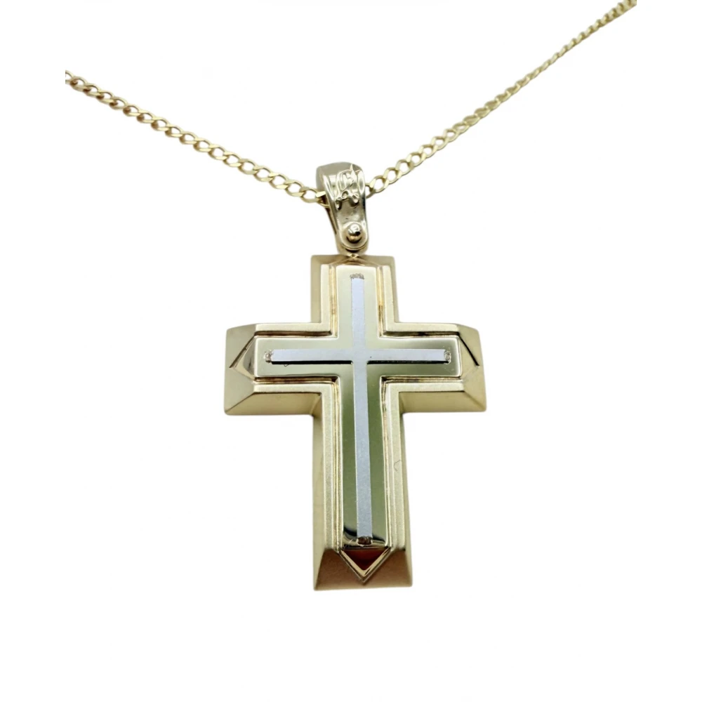 9Κ Χρυσός Σταυρός Δύο τόνων ST192ANR