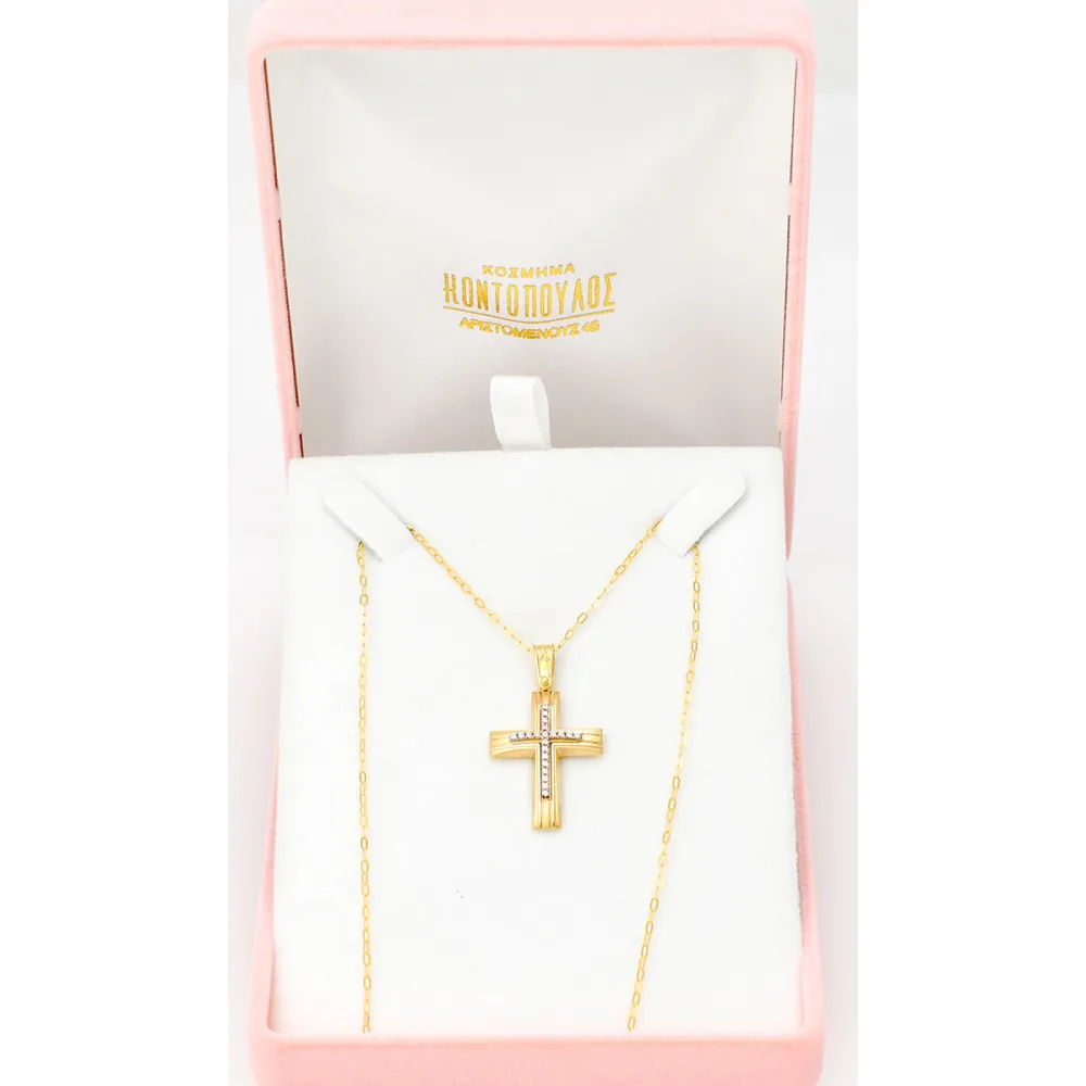 18K Χρυσός Σταυρός με Ζιργκόν ST216AD