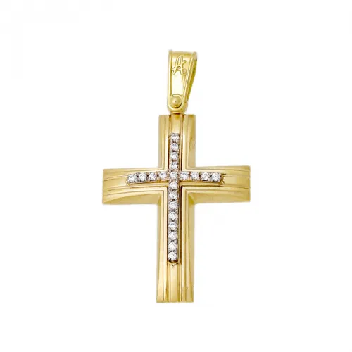 18K Χρυσός Σταυρός με Ζιργκόν ST216AD