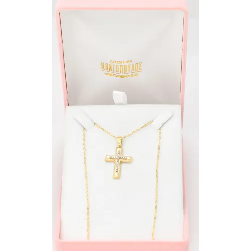 18K Χρυσός Σταυρός με Ζιργκόν ST220AD