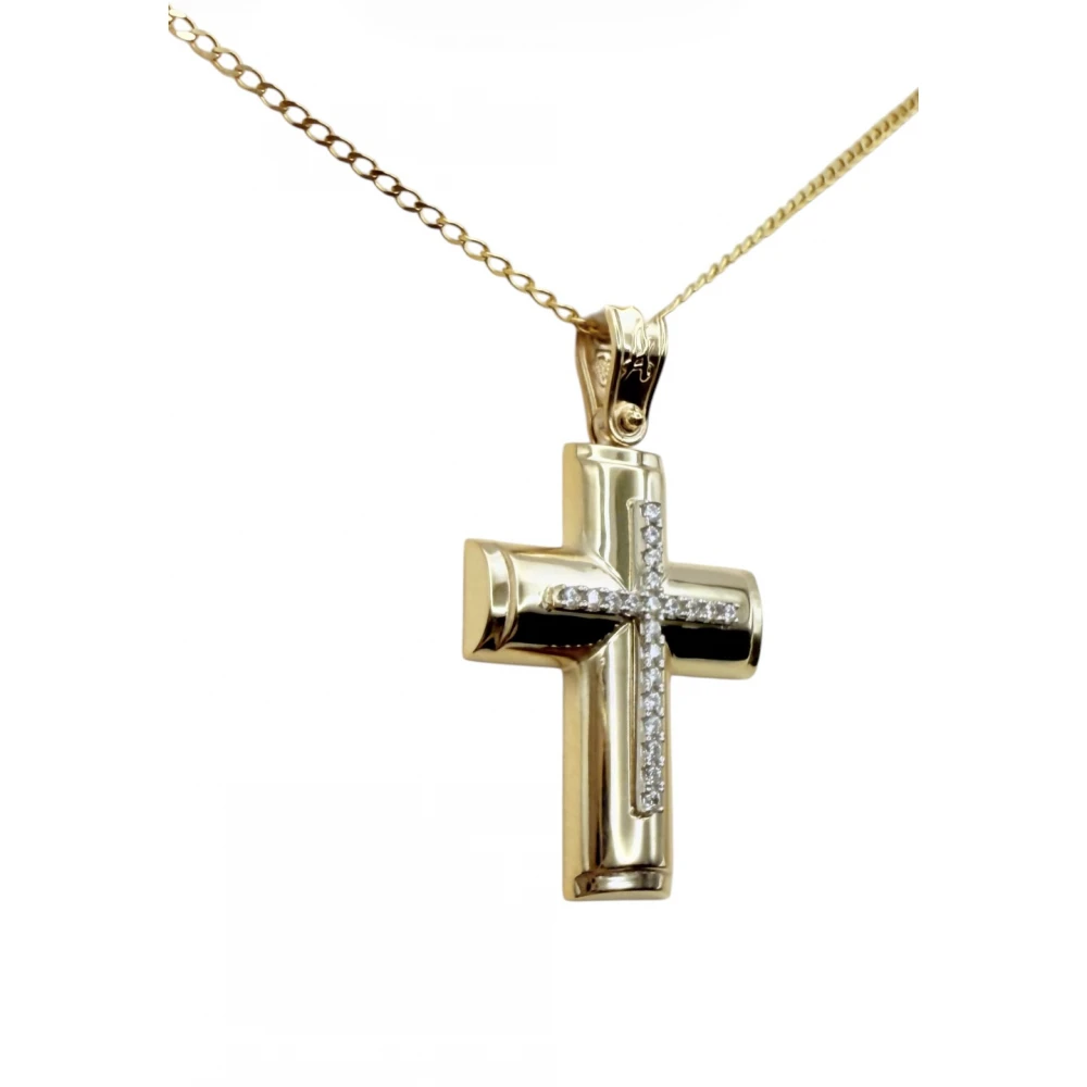 9Κ Χρυσός Σταυρός με Ζιργκόν ST232ANR