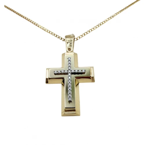 9Κ Χρυσός Σταυρός με Ζιργκόν ST234ANR
