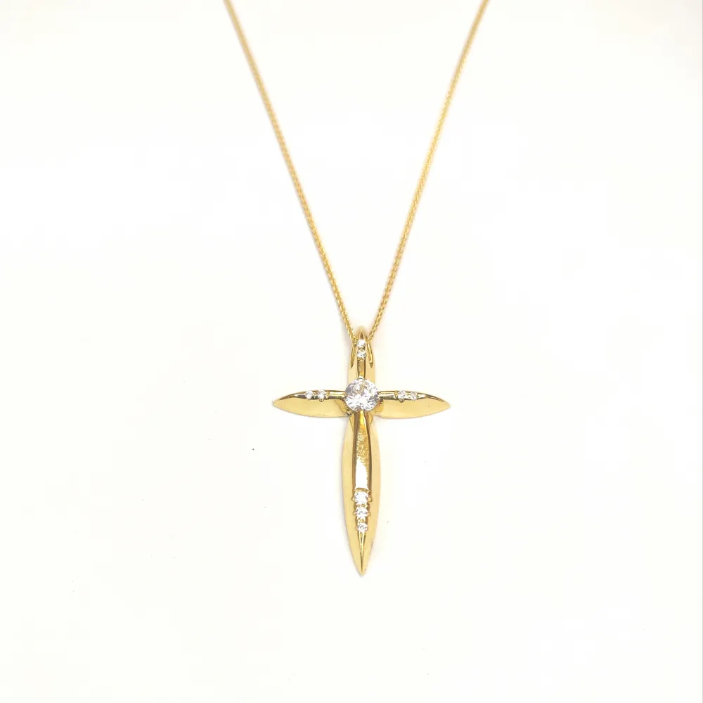 14K Χρυσός Σταυρός με Ζιργκόν ST288MR