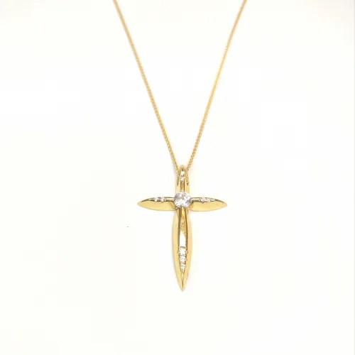 14K Χρυσός Σταυρός με Ζιργκόν ST288MR