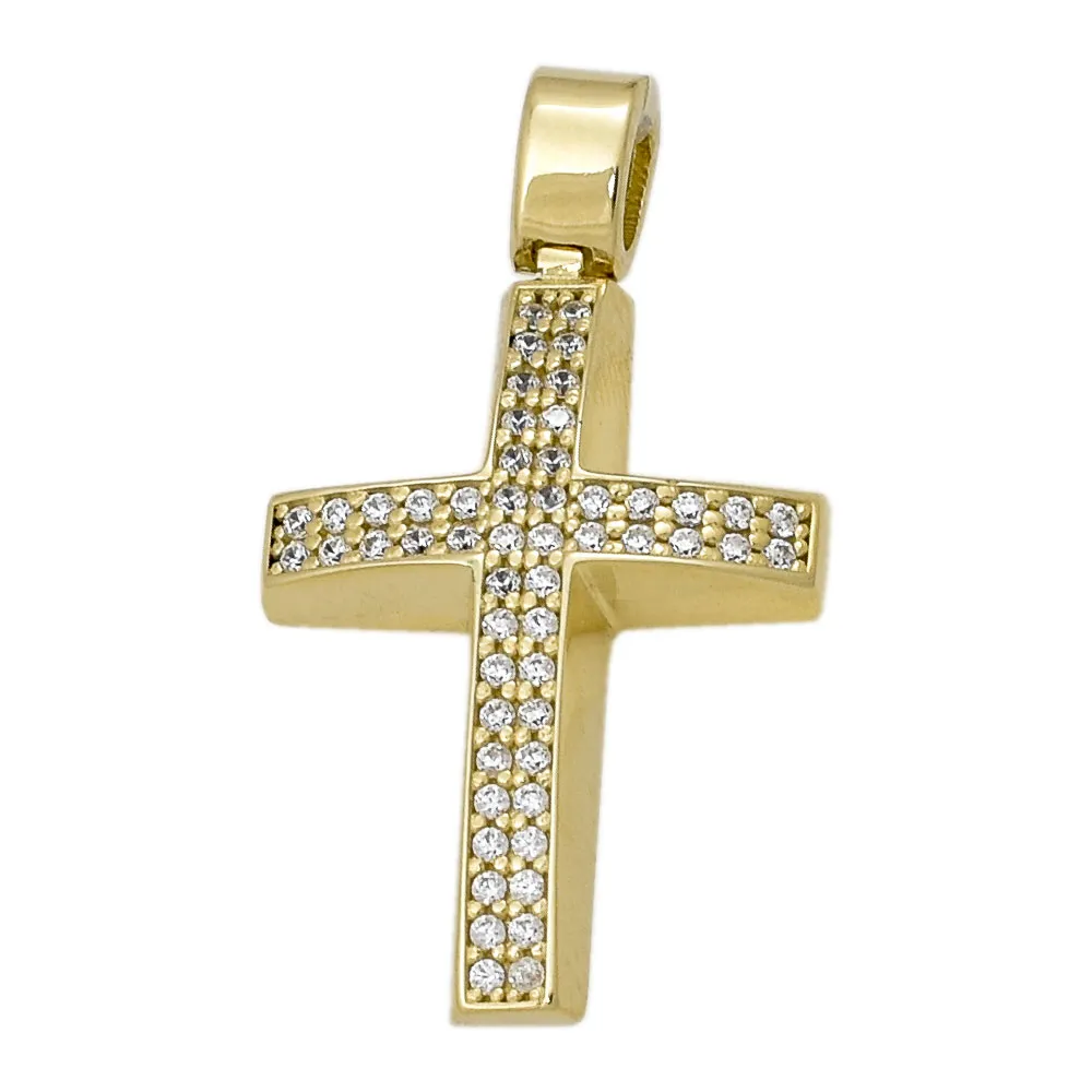 14K Χρυσός Σταυρός με Ζιργκόν ST297VR