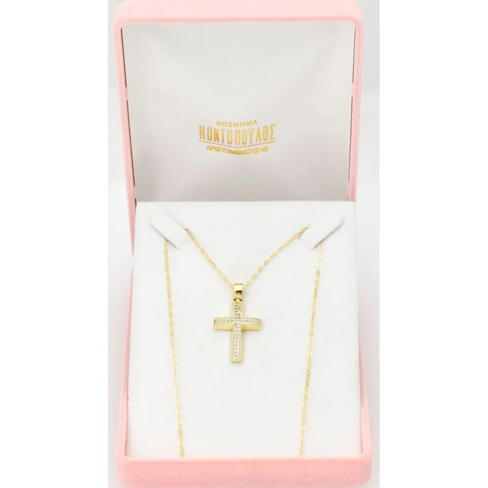 14K Χρυσός Σταυρός με Ζιργκόν ST297VR