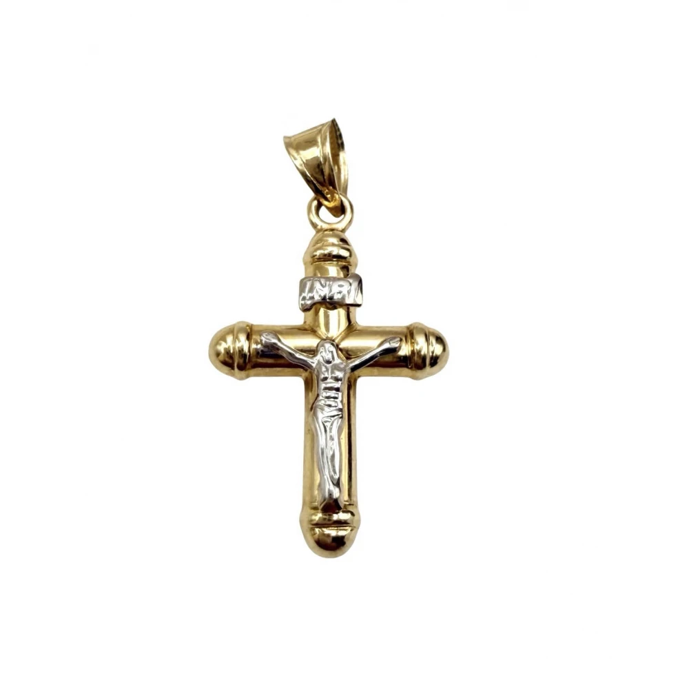 14Κ Χρυσός Δίχρωμος Σταυρός με Εσταυρωμένο ST3050ΟΙΚ