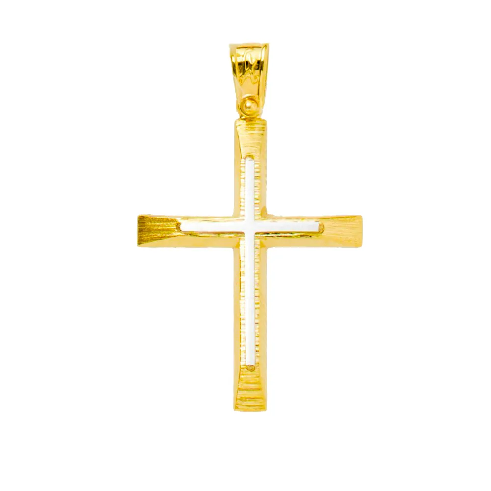 14K Χρυσός Δίχρωμος Σταυρός ST375AD1