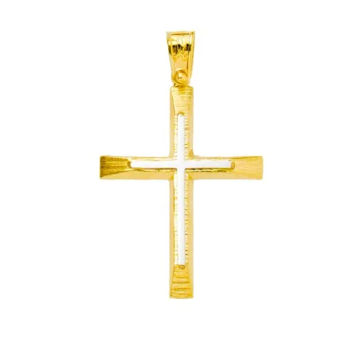 14K Χρυσός Δίχρωμος Σταυρός ST375AD1