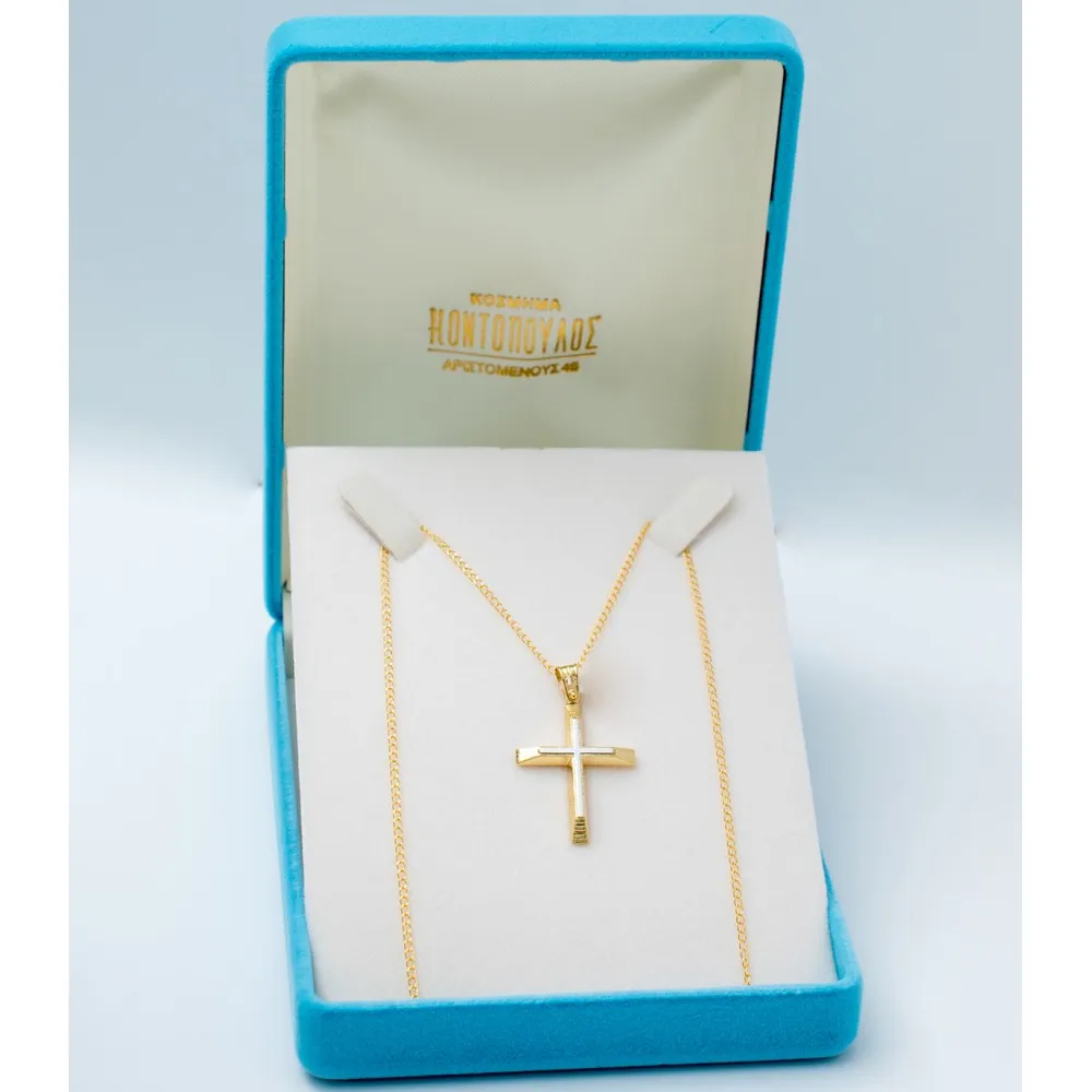 14K Χρυσός Δίχρωμος Σταυρός ST375AD1