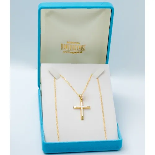 14K Χρυσός Δίχρωμος Σταυρός ST375AD1