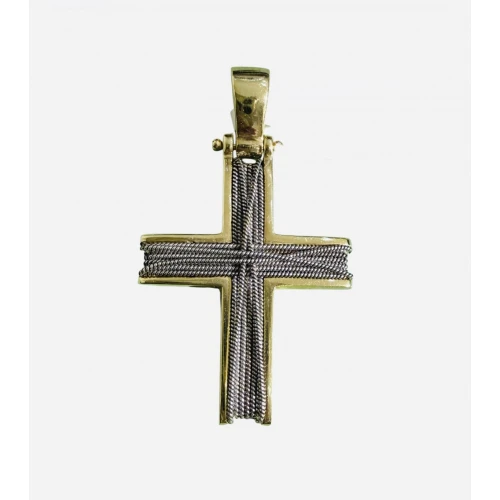14K Χρυσός Σταυρός Δύο Τόνων ST401CM