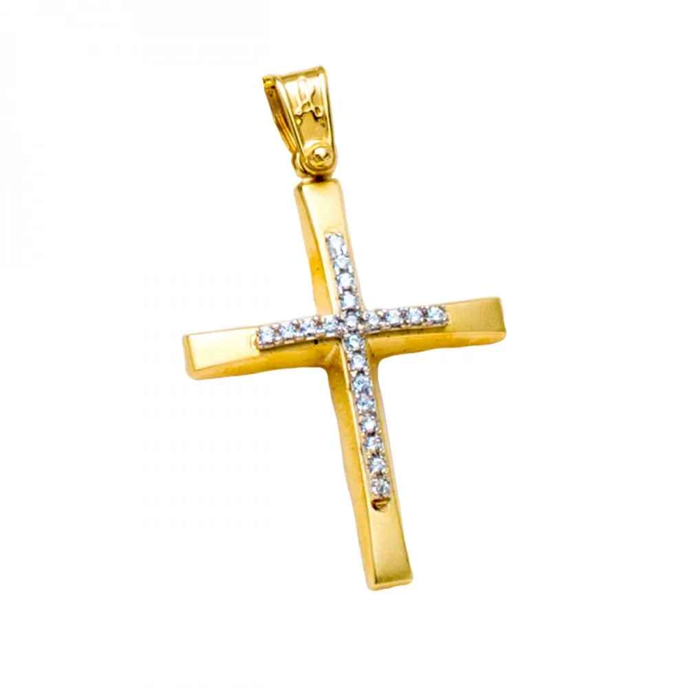 14K Χρυσός Σταυρός με Ζιργκόν ST423AD1