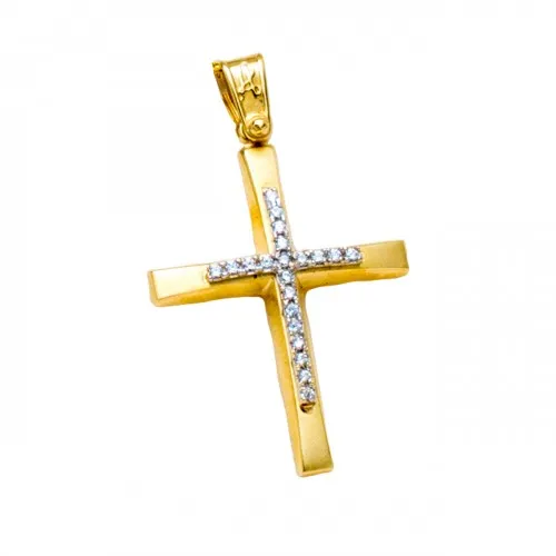 14K Χρυσός Σταυρός με Ζιργκόν ST423AD1