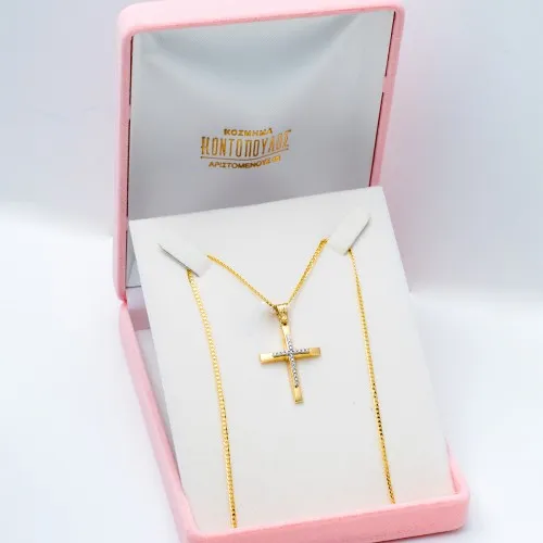 14K Χρυσός Σταυρός με Ζιργκόν ST423AD1