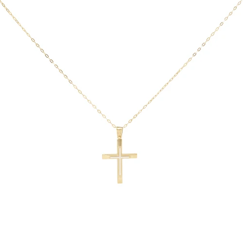 14Κ Χρυσός Δίχρωμος Σταυρός ST451AD