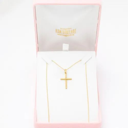 14K Χρυσός Σταυρός με Ζιργκόν ST457K1