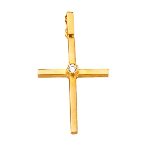 14K Χρυσός Σταυρός με Ζιργκόν ST457K1