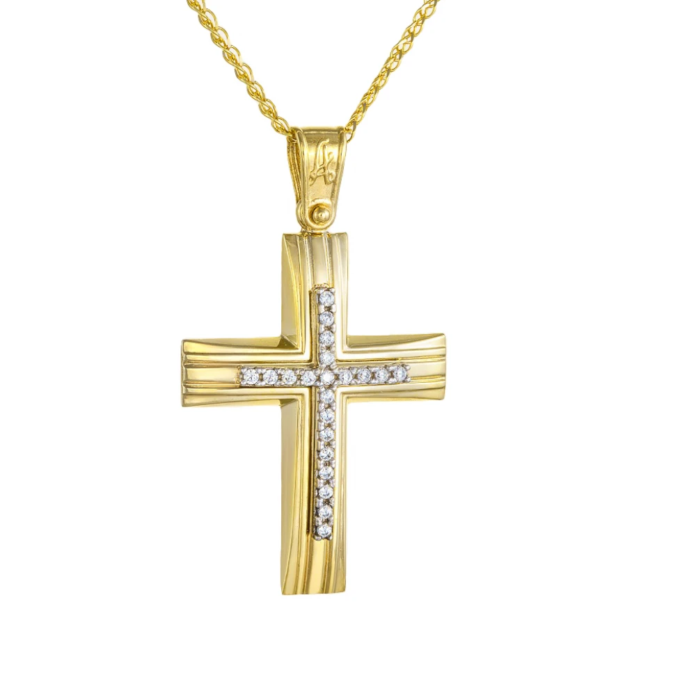 14Κ Χρυσός Σταυρός με Ζιργκόν ST4979AD