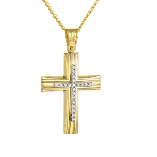 14Κ Χρυσός Σταυρός με Ζιργκόν ST4979AD