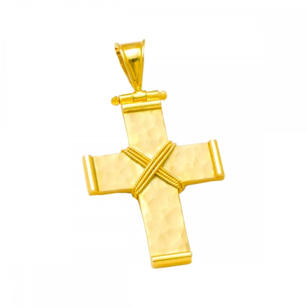 18K Χρυσός Σταυρός Σφυρήλατος ST537D