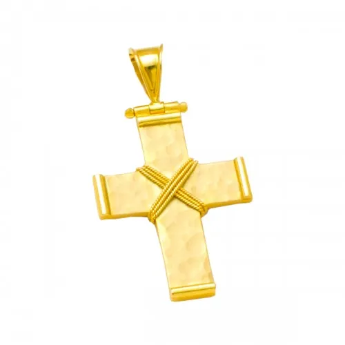 18K Χρυσός Σταυρός Σφυρήλατος ST537D