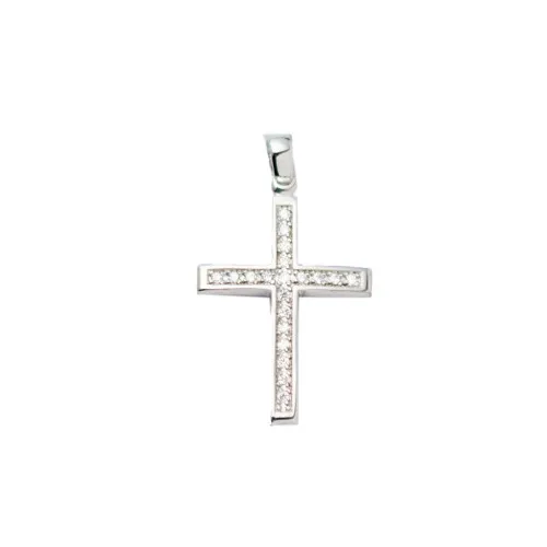 14K Λευκόχρυσος Σταυρός με Ζιργκόν ST599AN2