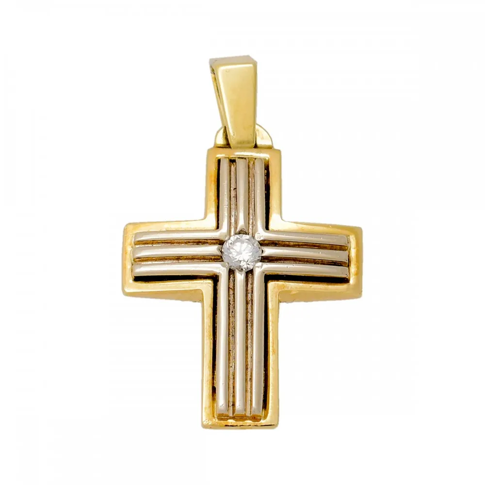 14K Χρυσός Σταυρός με Ζιργκόν ST706G