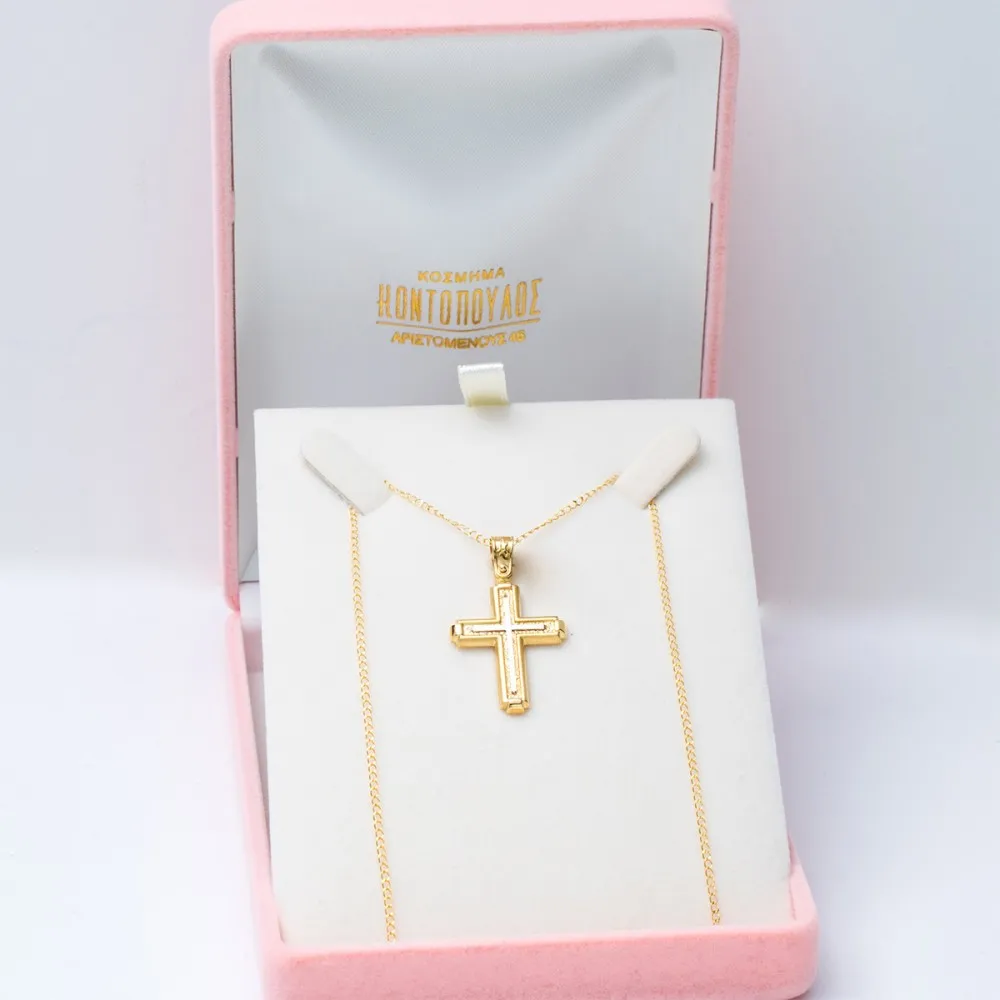 14K Χρυσός Δίχρωμος Σταυρός ST766AD1