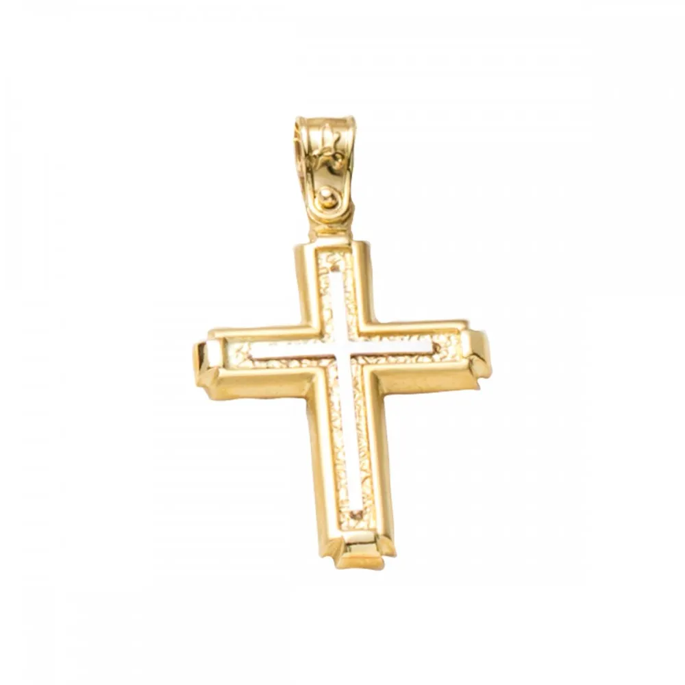 14K Χρυσός Δίχρωμος Σταυρός ST766AD1