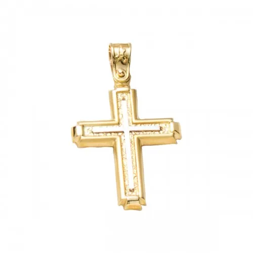14K Χρυσός Δίχρωμος Σταυρός ST766AD1