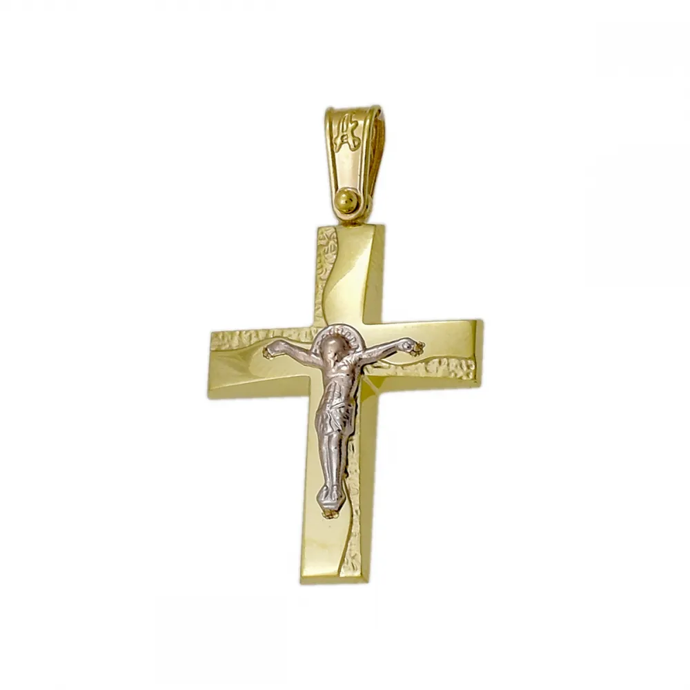 14K Χρυσός Δίχρωμος Σταυρός ST771AD
