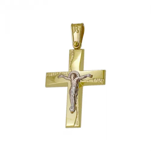 14K Χρυσός Δίχρωμος Σταυρός ST771AD