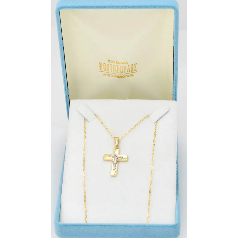 14K Χρυσός Δίχρωμος Σταυρός ST771AD