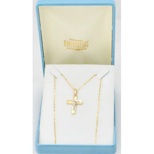 14K Χρυσός Δίχρωμος Σταυρός ST771AD