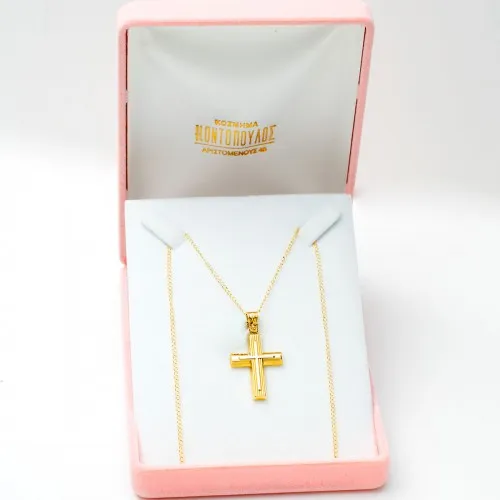 14K Χρυσός Δίχρωμος Σταυρός ST795AD1