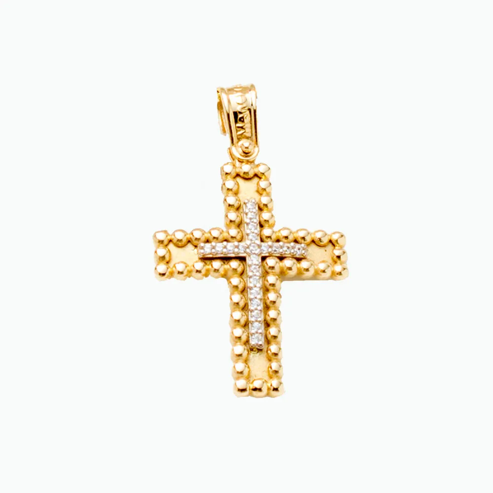 14K Χρυσός Σταυρός με Ζιργκόν ST857MN1