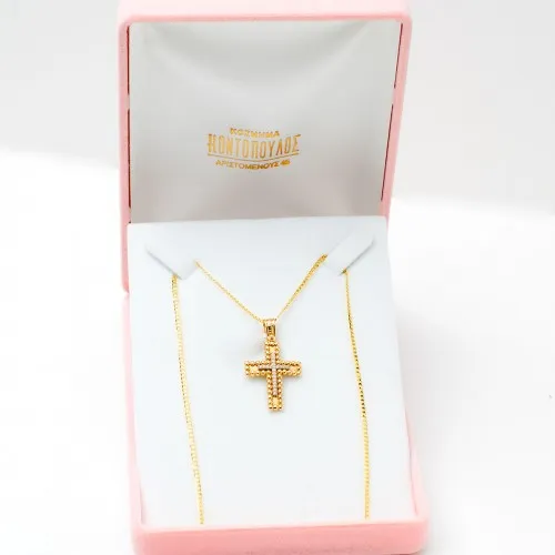 14K Χρυσός Σταυρός με Ζιργκόν ST857MN1